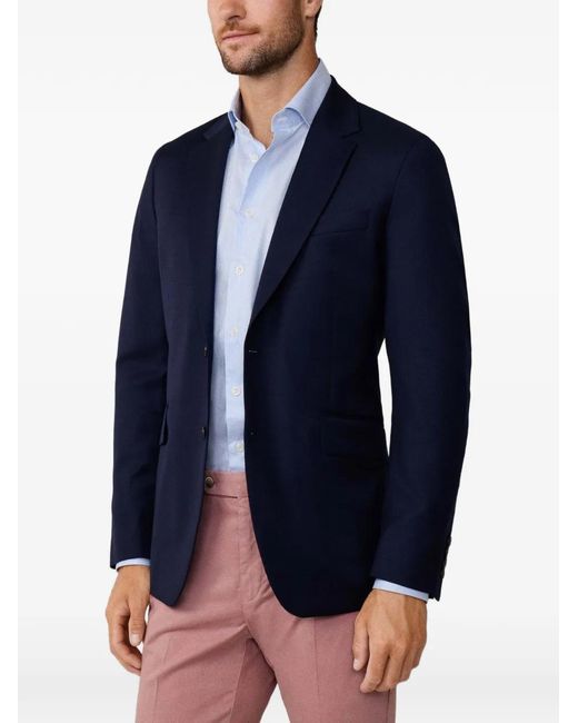 Hackett Blue Wool Hopsack Blazer for men