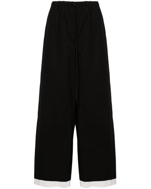 Pantaloni a gamba ampia con coulisse di Yohji Yamamoto in Black