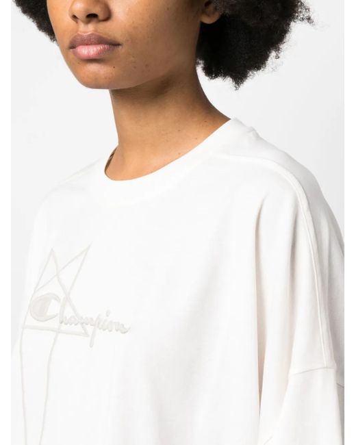 Rick Owens X Champion White Tommy Logo-Embroidered Cotton T-Shirt