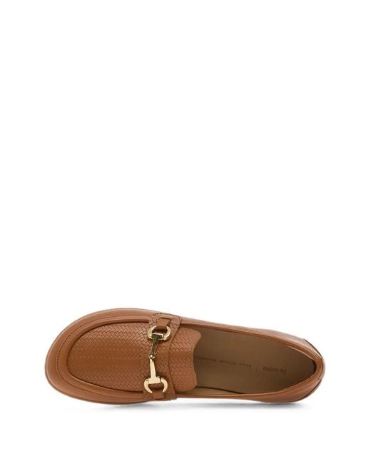 Be Lenka Brown Divella Woven-Panel Horsebit Loafers