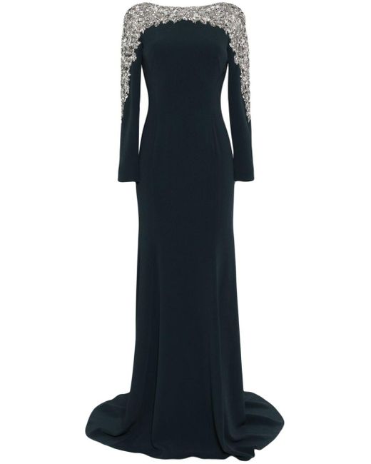 Jenny Packham Black Solstice Crystal-Embellished Gown