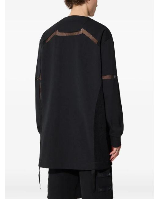 A.A.Spectrum光谱 Black Mesh-Panel Long-Sleeve T-Shirt for men