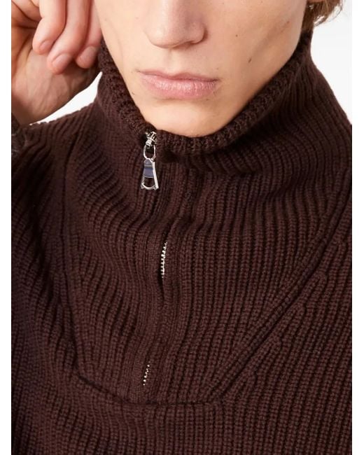 メンズ Officine Generale ハイネック ハーフジップ セーター Brown