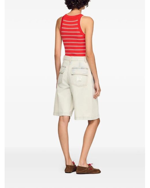 Sandro White Short En Jean À Effet Délavé