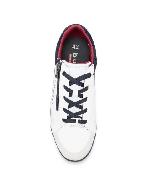 Bugatti White Logo-Print Zip-Fastening Sneakers for men