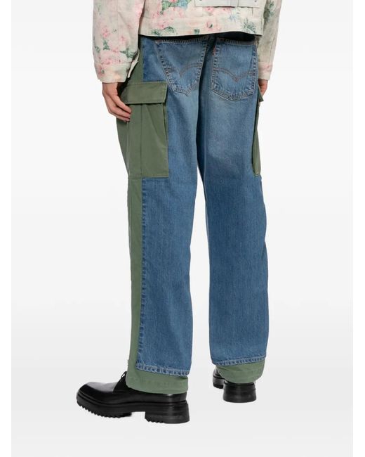 Junya Watanabe Cargo Broek Met Vlakken in het Blue voor heren