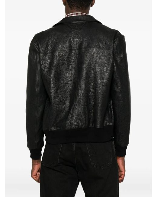 Salvatore Santoro Collared Leather Jacket in Black for Men | Lyst