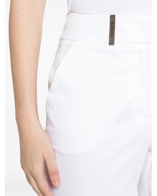 Peserico White High-Waist Cropped Trousers