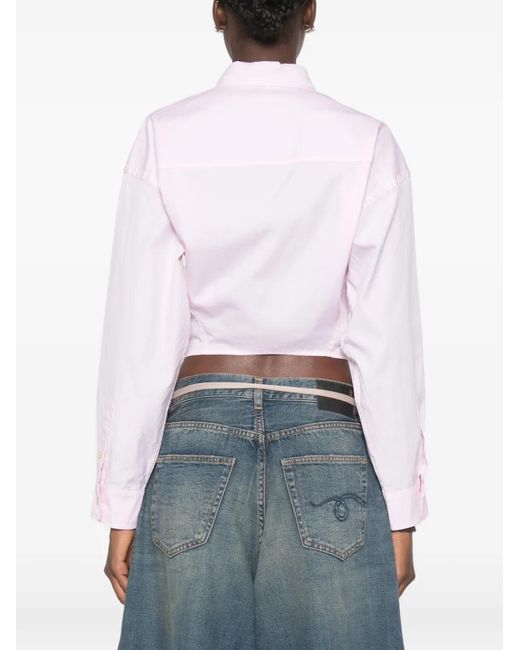 R13 Pink Split-Hem Buttoned Shirt