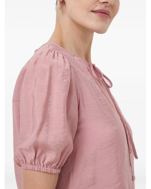 Silvian Heach Pink Tie-Neck Button Blouse