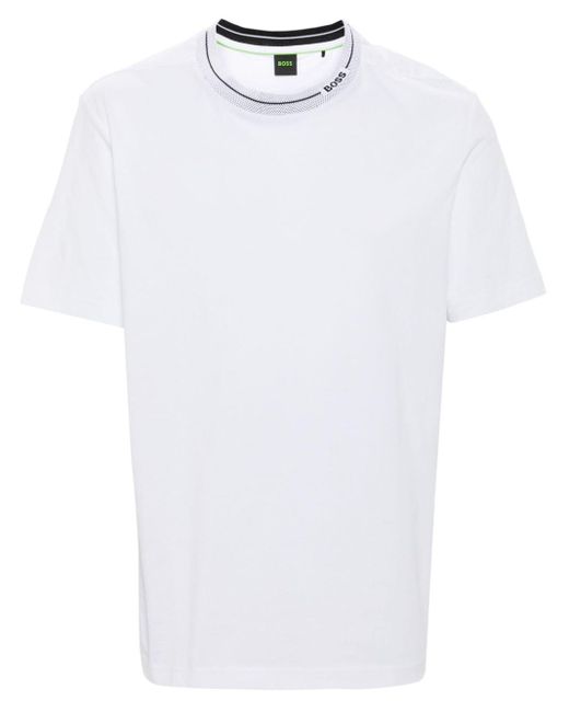 T-shirt à logo en jacquard Boss pour homme en coloris White