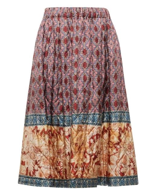 Pierre Louis Mascia Pink Geometric-Pattern Midi Skirt