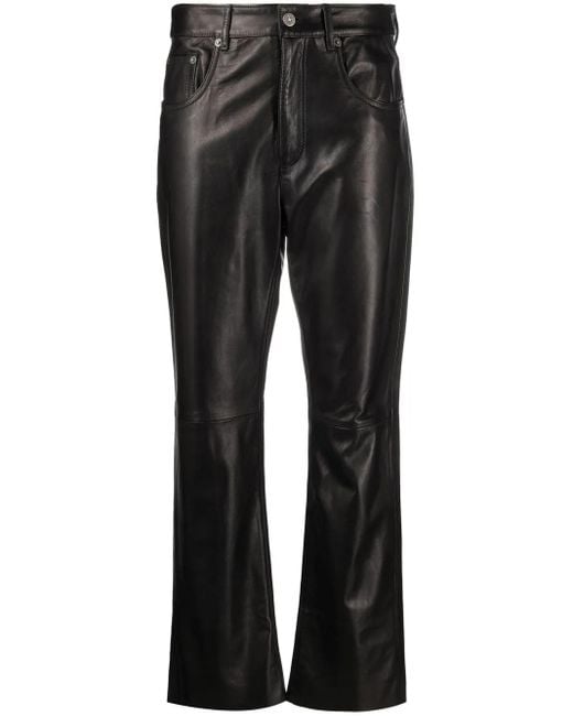 Golden Goose Deluxe Brand Black Straight-Leg Leather Trousers