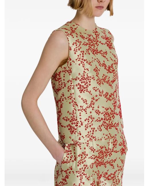 Alberta Ferretti Green Floral-Print Sleeveless Top