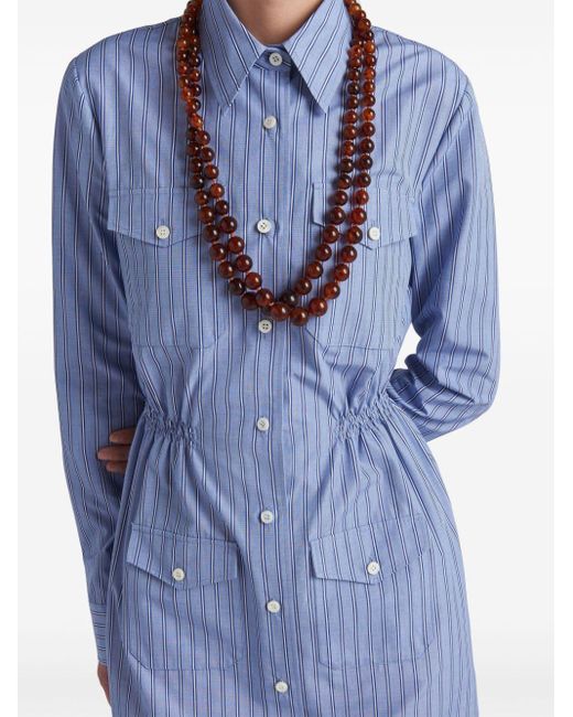 Prada Blue Striped Chambray Shirtdress