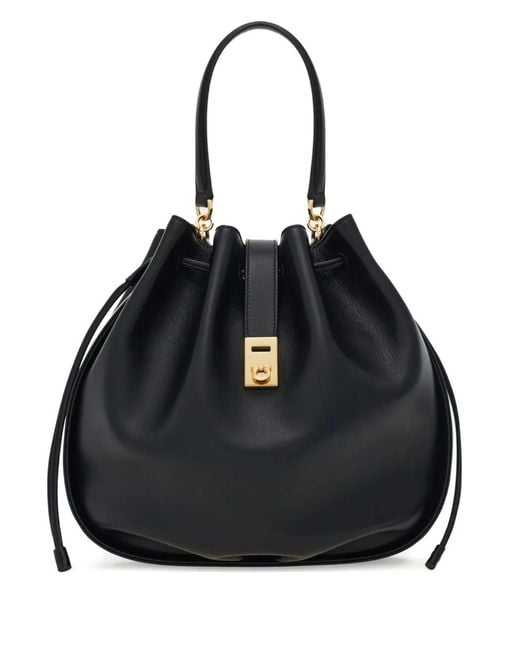 Ferragamo Black Hug Bucket Bag