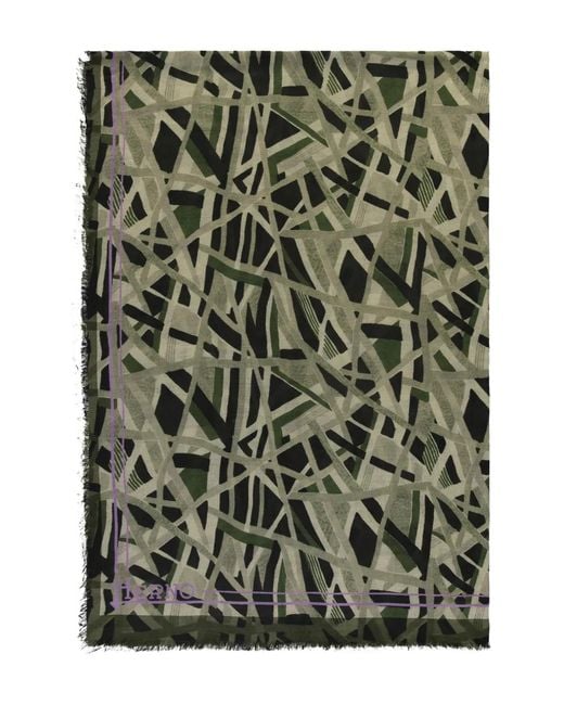 Herno Green Schal Mit Geometrischem Print