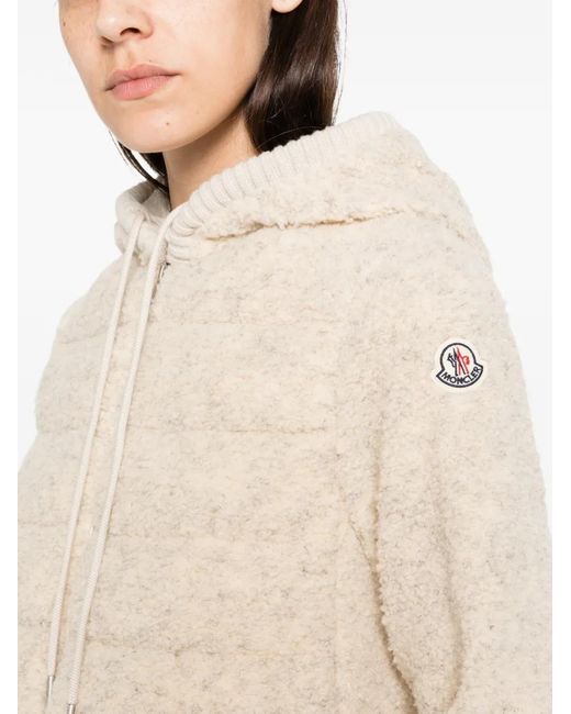 Moncler Natural Quilted Fleece-Texture Puffer Jacket