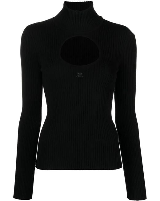 Pull À Logo Brodé Courreges en coloris Black