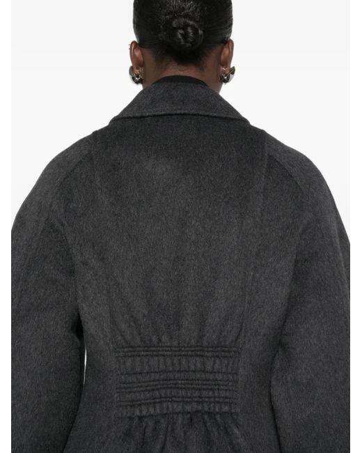 Stine Goya Black Shirred-Waist Single-Breasted Coat