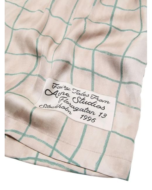 Acne Natural Check-Pattern Shorts for men