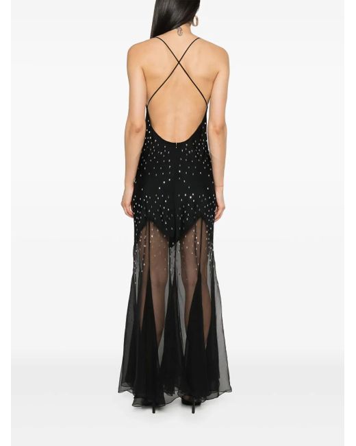 Rabanne Black Crystal-Embellished Long Dress