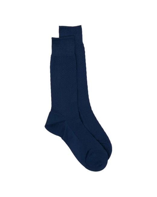 Zegna Blue Textured Mid-Calf Socks for men