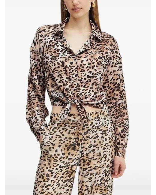 Guess Natural Bluse mit Leoparden-Print