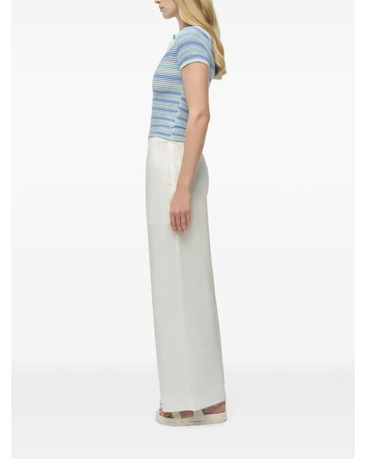Jonathan Simkhai Blue Paxton Horizontal-Stripe Knit Polo Collar T-Shirt