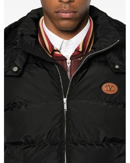 Valentino Garavani Black Quilted Hooded Jacket for men