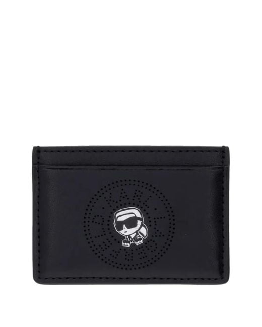 Karl Lagerfeld Black Ikonik Perforated Card Holder