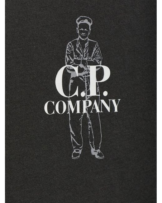 C P Company Black Logo-Print T-Shirt for men