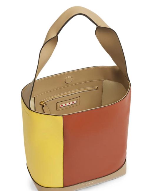Marni White And Taupe Leather Pod 2.0 Bag