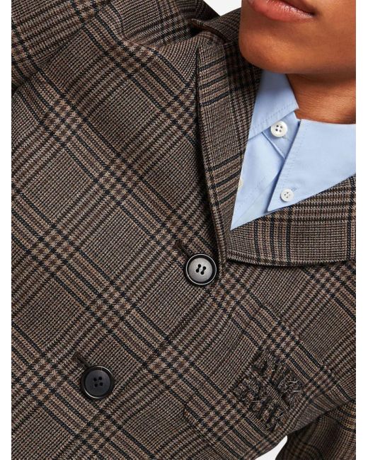 Miu Miu Brown Check-pattern Wool Jacket