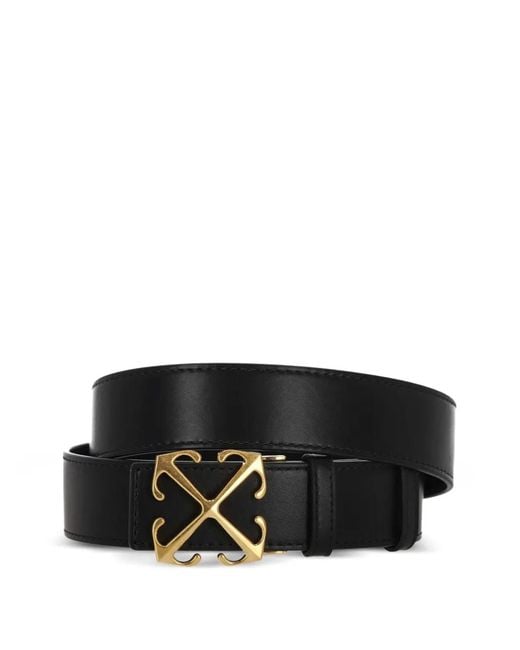 Off-White c/o Virgil Abloh Black Signature Arrows Motif-Buckle Leather Belt
