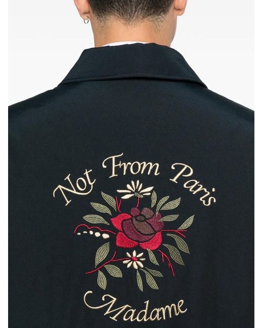 Drole de Monsieur Blue Embroidery Zip Jacket for men