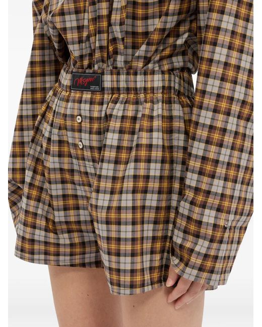 MSGM Geruite Shorts Met Knopen in het Brown