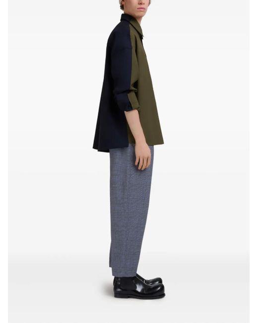 Marni Blue Checked Pleated Trousers for men