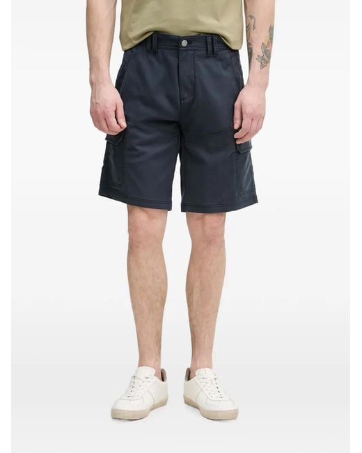 Aeronautica Militare Blue Logo-Patch Cargo Shorts for men