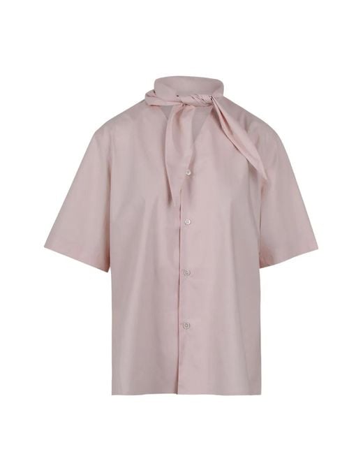 Plan C Pink Scarf-Embellished Shirt