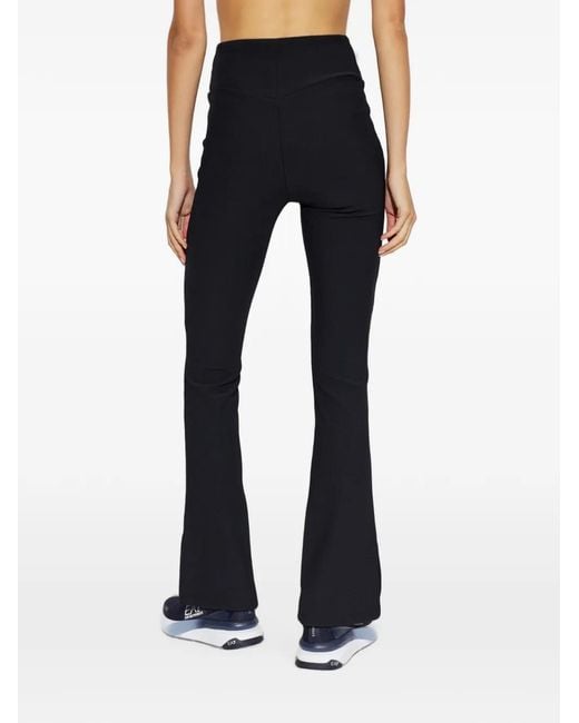 EA7 Black Ribbed Flared Track Pants