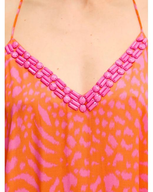 Lola Casademunt Orange Bead-Embellished Maxi Dress