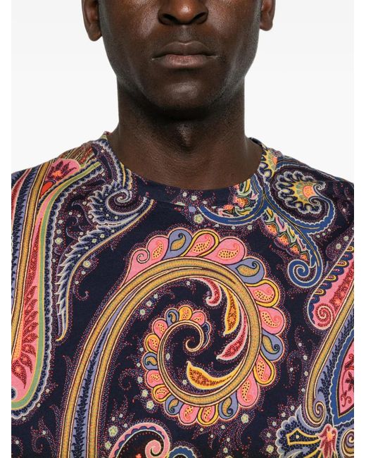 Etro Red Paisley-Print T-Shirt for men