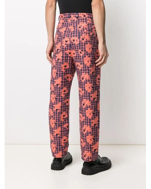 Henrik Vibskov Red Pantalon Slim À Fleurs for men