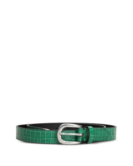 Paul Smith Green Crocodile-Effect Leather Belt for men