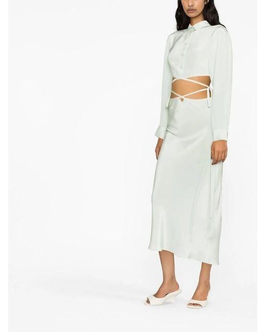 Christopher Esber White Loophole Cut-Out Midi Skirt