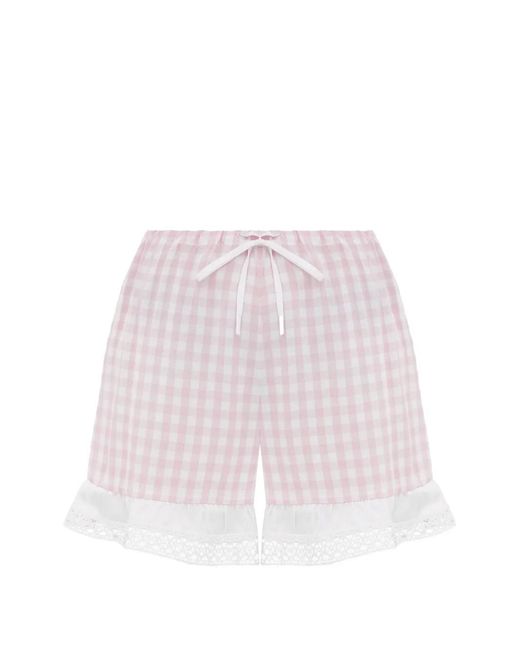 Sleeper Pink Romantica Gingham Ruffled Lounge Set