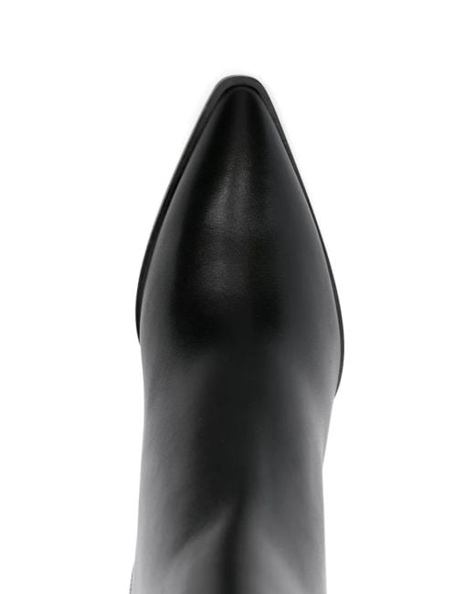 Santoni Black Spitze Stiefel mit Blockabsatz