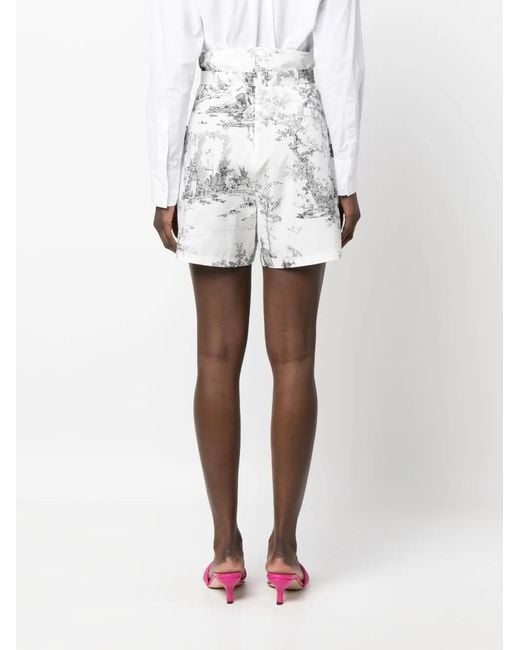 Philosophy Di Lorenzo Serafini White Graphic Print Belted Shorts