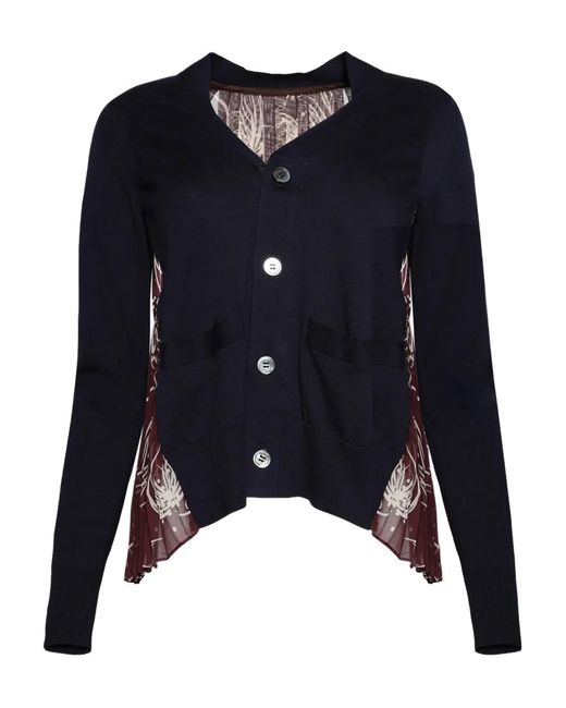 Sacai Blue Panelled Cardigan